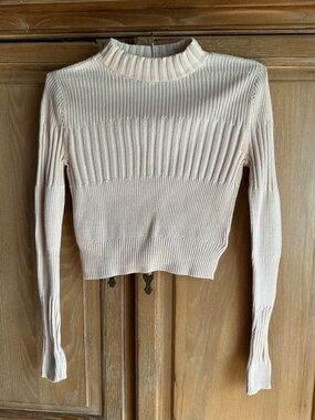 American Eagle Outfitters Light Pink Ribbed Mock Neck Sweater